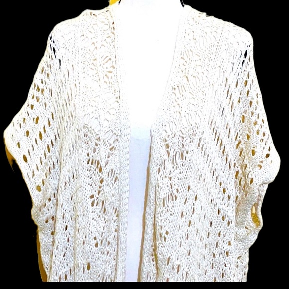 Blue-Pepper Vintage Crochet Poncho/Cardigan Swim Coverup Size S - Picture 2 of 10